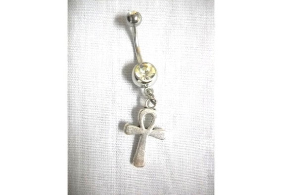 Surgical Steel Clear Vintage Gothic Cross Crucifix Belly Ring Surgical Steel Clear Vintage Gothic Cross Crucifix Belly Ring
