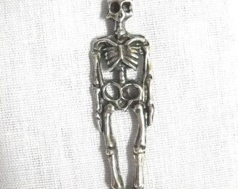 New HUMAN Anatomy Full Body SKELETON Creepy Halloween Student Cast American Pewter Pendant Adj Cord Necklace