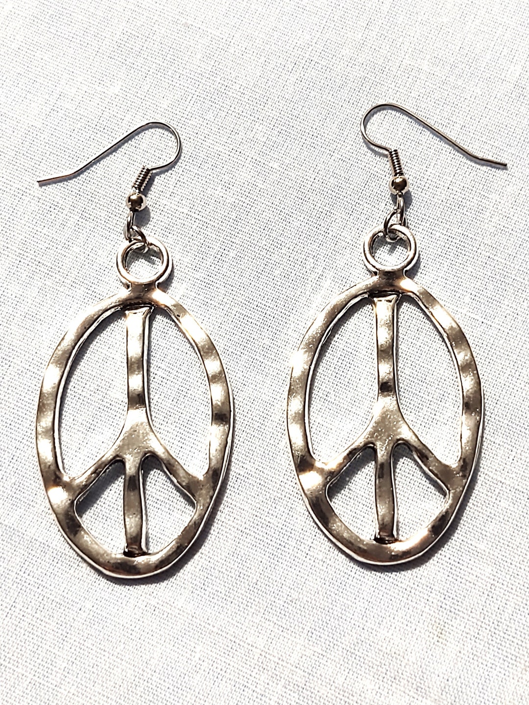 Handmade In USA Peace Sign Drop Earrings - 2.25