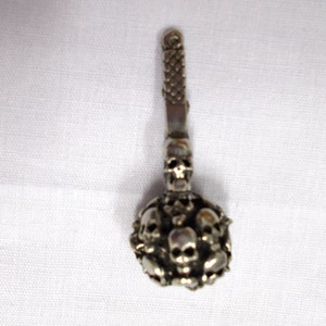 Wicked Skulls SKULL Medieval Mace Ball USA Pewter Pendant Adjustable Cord Necklace