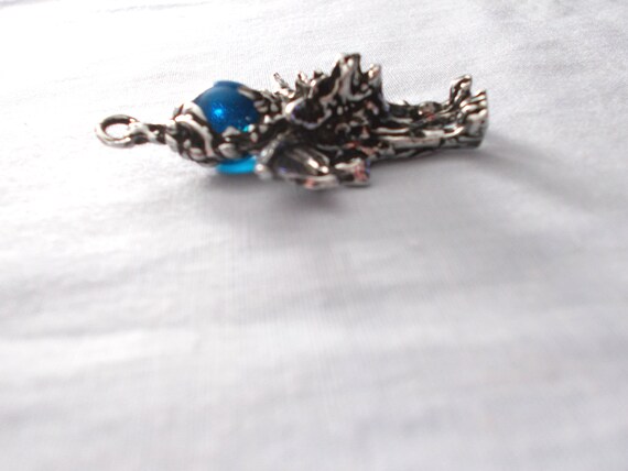 Wild Xlarge Gothic GARGOYLE Aqua Blue Glass Orb With Spiny Wings