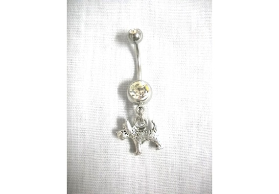 Clear Swan CZ Teardrop Belly Button Navel Ring Dangle Clear Swan CZ Teardrop Belly Button Navel Ring Dangle