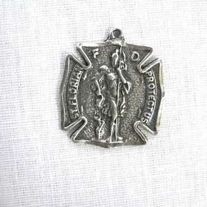 Saint Florian - Protect Us - Firefighter Medallion - Fireman&#39;s Wife - Fire Department USACast Pewter Pendant Adjustable Necklace