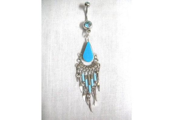Surgical Steel Swirl Long Tassel Belly Button Navel Ring Dangle Surgical Steel Swirl Long Tassel Belly Button Navel Ring Dangle
