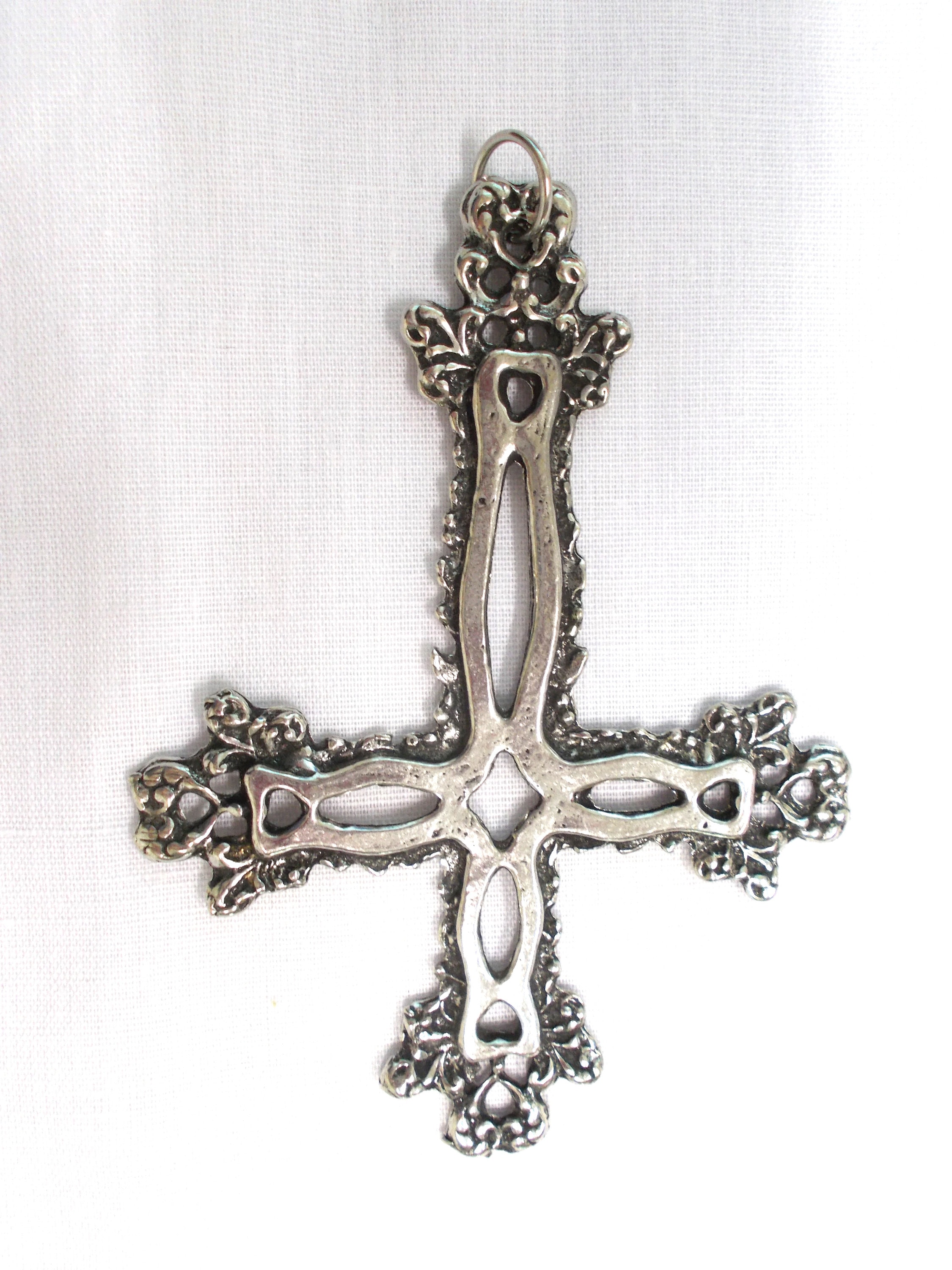 Buy St. Peter Inverted Upside Down Gothic Cross Pewter Pendant Charm Amulet  Black W Stainless Steel Chain at