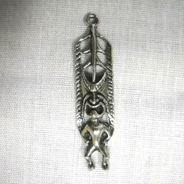 Da Big Island Hawaii Tropical TIKI Protector Warrior KUA Protector Beach Tiki Hand Cast Silver Pewter Pendant on Adjustable Cord Necklace