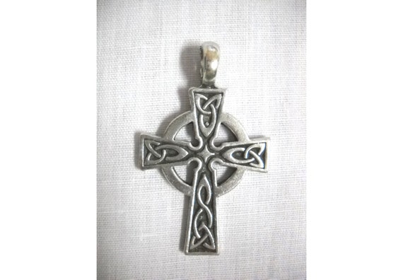Looped Cross Pendant Slide with Bead Design Antiqued Sterling Silver Looped Cross Pendant Slide with Bead Design Antiqued Sterling Silver