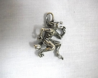Horror Beast WEREWOLF Wolf Man 3D Full Body Attack Profile Pewter Pendant on Adjustable Cord Necklace