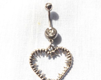 NEW DANGLING CRISS CROSS ANGEL WINGS CHARM ON 14G CLEAR CZ BELLY RING BARBELL NEW DANGLING CRISS CROSS ANGEL WINGS CHARM ON 14G CLEAR CZ BELLY RING BARBELL
