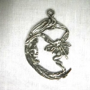 Celestial Lunar GODDESS Night Sky Lady with Classic Fairy Solid Hand Cast Pewter Pendant on Adjustable Cord Necklace