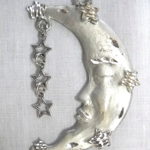 XL Engraved Lunar Night Sleeping CELESTIAL Man In The MOON with Stars with 3 Stars Sun Catcher Window Ornament or Window Decoration