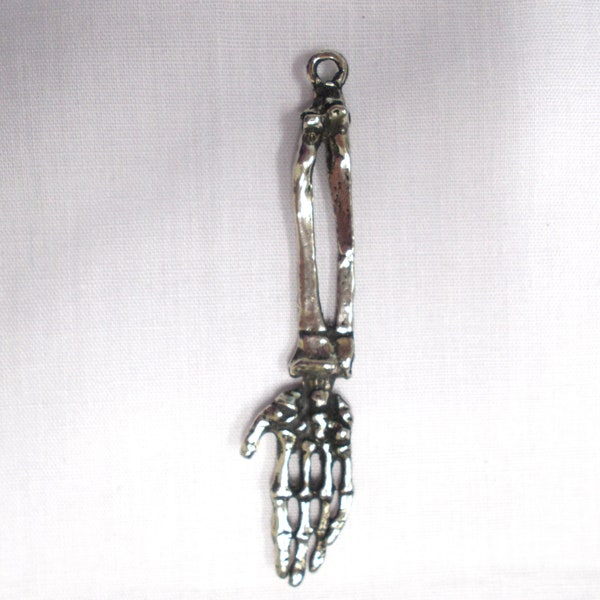 New HUMAN Anatomy Large Full SKELETAL ARM Cast American Pewter Pendant Adj Cord Necklace