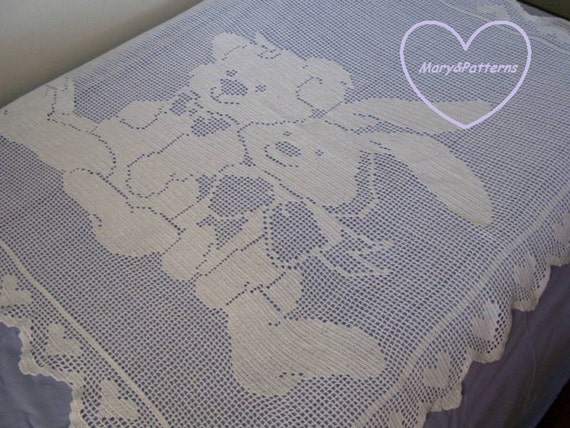 Pdf Digital Pattern Baby Blanket Crochet Filet Blanket Etsy