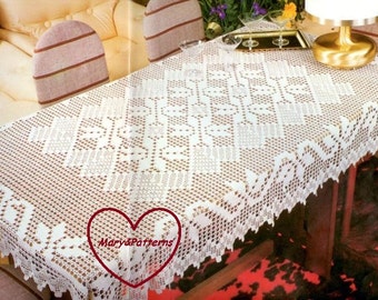 Schema PDF - Tovaglietta a filet  - Centro a filet - Runner - decorazioni  per la casa -