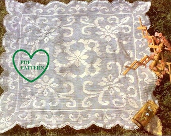 PDF Crochet pattern table cover -Crochet doily - Home decor - vintage  crochet