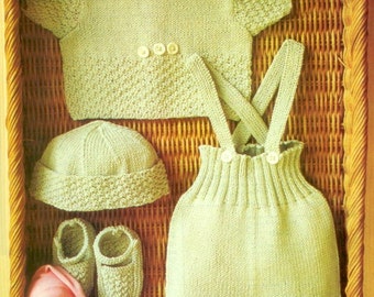 PDF baby cardigan set - knitting vintage pattern  - Babies Set - 0-3 months