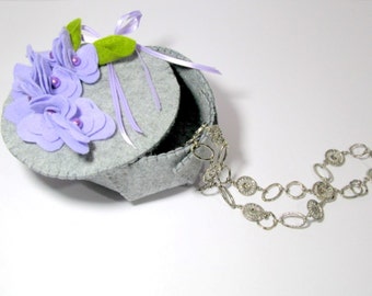 PDF pattern -  Wisteria box felt - jewel case   - Felt Flowers - Felt basket - Home decor -