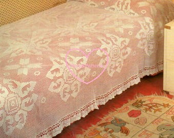 PDF Crochet bedspread pattern  - bedcover - Crochet blanket - Home decor - vintage  crochet