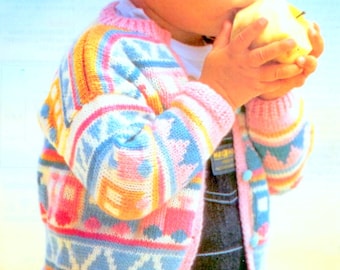PDF baby cardigan - knitting vintage pattern  - Babies sweater  - with toy train -