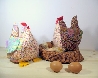 Hen clucking PDF pattern -  Easter Hen clucking -  rag hen clucking - felt puppets - Easter decor