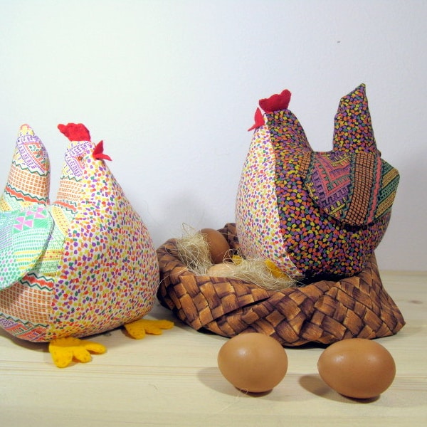 Hen clucking PDF pattern -  Easter Hen clucking -  rag hen clucking - felt puppets - Easter decor