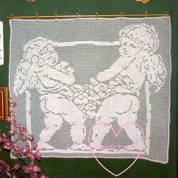 PDF Crochet pattern panel-curtains-tend  -  Crochet tend- Cherubs Angels -Crochet Angel - Home decor - vintage  crochet