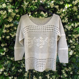 PDF crochet vintage pattern  - Summer women sweater -