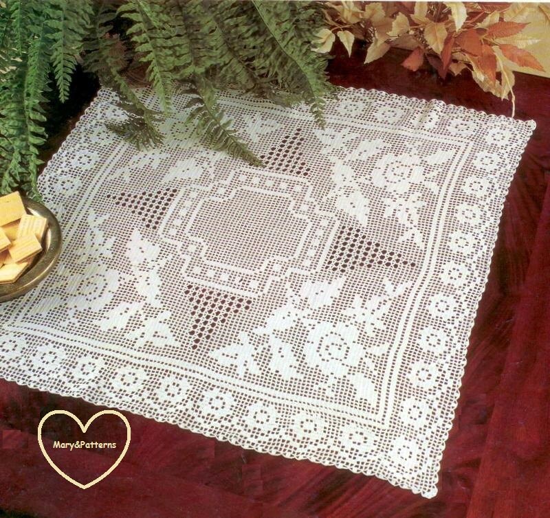 PDF Crochet Pattern Table Cover crochet Doily Home Decor Vintage