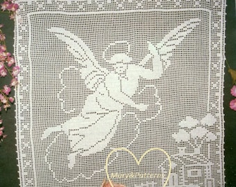 PDF Crochet pattern panel-curtains-tend  -  Crochet tend- Guardian Angel -Crochet Angel - Home decor - vintage  crochet