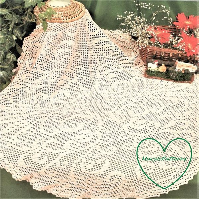 PDF Crochet Pattern Table Cover crochet Doily Home Decor Vintage