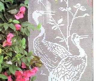 PDF Crochet pattern curtains-tend - filet curtains with herons-  tend- Home decor - vintage  crochet