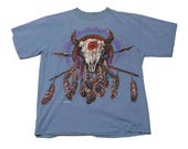 Vintage Cow skull Native American Dreamcatcher Vintage T-Shirt Tee Habitat