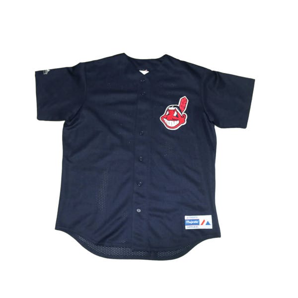 Vintage Cleveland Indians Majestic Sandy Alomar Baseball Jersey Sewn Button down MLB size L Made in USA