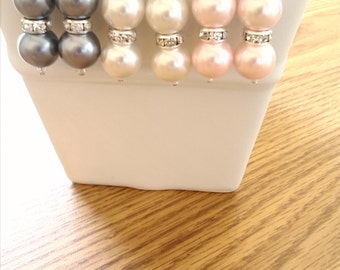 Handmade Elegant, Antique, Cream Glass Pearls, Swarovski Crystal Rondelles, Bridal Jewelry, Silver Plated Earring Hooks