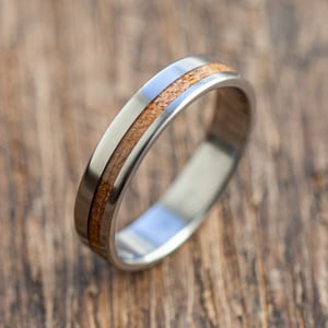 Titanium Recycled Skateboards Brown Ring Extra durable Wooden ring Minimalist Wedding ring Waterproof Gift Idea Modern image 1