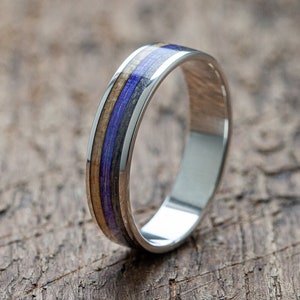 Wooden Silver Extra durable Custom Ring with silver or titanium inner band -  Wooden Ring - Wedding ring - Eco - Gift