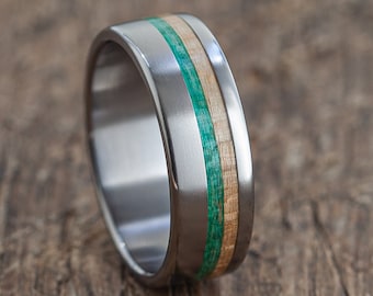 Titanium & Recycled Maple Wood Ring | Waterproof, Free Gift Box | Custom Widths, Personalized Engraving, 5-Year Warranty, Handcrafted
