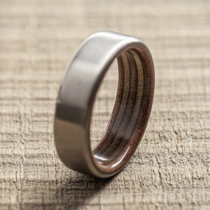 Titanium Recycled Skateboards Brown Ring - Wood -  Extra durable- Wooden ring - Minimalist -  Wedding ring Waterproof - Gift Idea - Modern