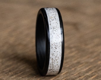 Concrete recycled Carbon Fiber Ring - Black - Anniversary Gift - Wedding Band - Boyfriend Gift - Mens Ring - Promise - Brutalist Jewelry