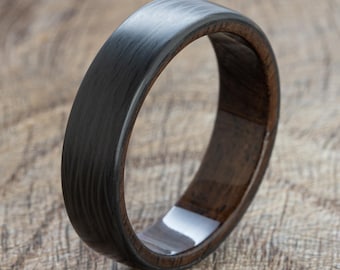 Carbon Fiber Rosewood Ring - Black Ring - Anniversary Gift - Wedding Band - Carbon Ring - Boyfriend Gift - Mens Ring - Promise ring