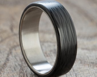 Black Titanium Ring – Handmade Carbon Fiber Lightweight Modern Band