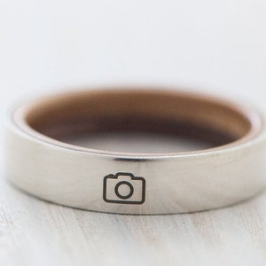Photograph Camera Custom Silver Wooden Skateboard Ring Waterproof Recycled Skateboards Ring Wedding ring Quality BoardThing image 2