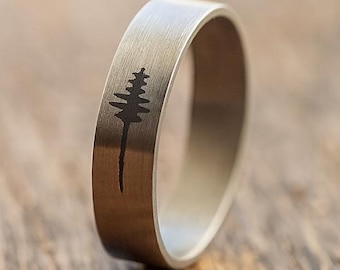Custom Soundwave Ring • Personalized Voice Message Ring • Engraved Titanium Band for Him or Her • Memorial Sound Ring Gift