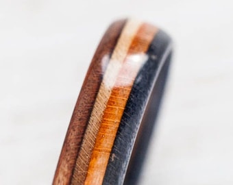 Wooden Ring - Skateboard Ring - Gift - BoardThing - Waterproof - Recycled Skateboards - Wedding ring - Orange - Wood - Eco Jewellery