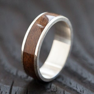 Recycled Skateboards Wooden Silver Ring, Wedding ring Waterproof, Ocean Ring, Gift Idea, Skateboarding, Surfing Surprise, Eco