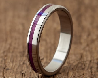 Purple Awareness Titanium Ring - Pancreatic Cancer Support Gift - Minimalist Titanium Band for Him or Her