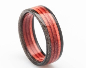 Recycled Skateboard Wooden Ring - Red - Bentwood Ring - Gift - BoardThing -  Waterproof - Recycled Skateboards - Wedding ring - Wooden Bands