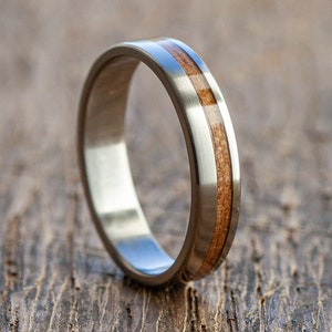 Titanium Minimalist Brown Ring - Extra durable - Wooden -  Wedding ring Waterproof - Gift Idea - Modern - Recycled Skateboards