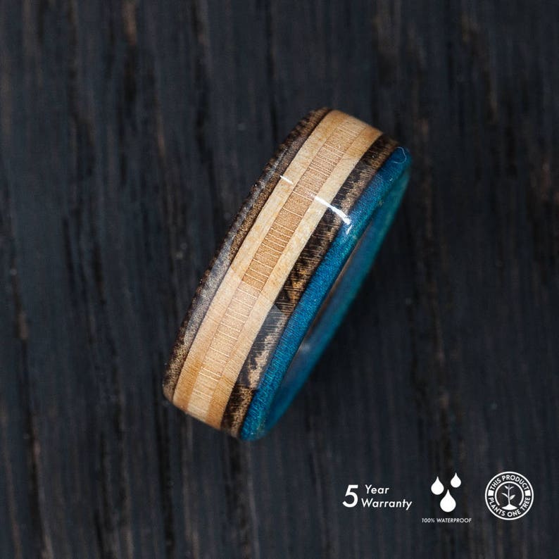 Recycled Skateboards Wooden Ring Wedding Ring Waterproof Etsy