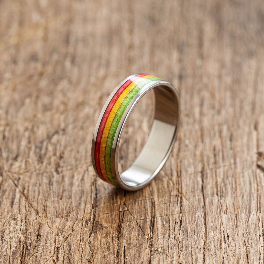 Hemp Rings Rasta Wooden Titanium Ring, Wedding Hemp Ring Waterproof, Smoker Gift ...
